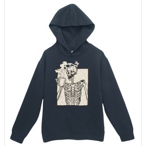 HALLOWEEN SKULL PRINT FLEECE OVERSIZED Urban Pullover Hoodie