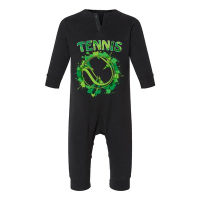 Happy St Patrick's Day Funny Gift Shamrock With Tennis Sport Gift Infant Fleece One Piece