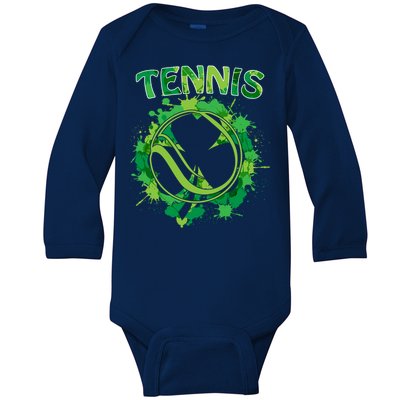 Happy St Patrick's Day Funny Gift Shamrock With Tennis Sport Gift Baby Long Sleeve Bodysuit