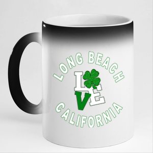 Happy St Patricks Day Long Beach California Gift 11oz Black Color Changing Mug