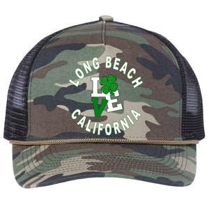 Happy St Patricks Day Long Beach California Gift Retro Rope Trucker Hat Cap