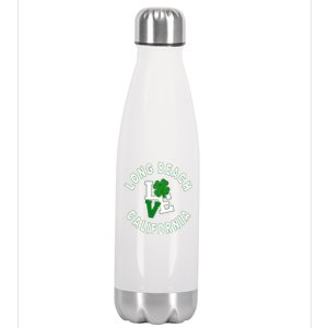 Happy St Patricks Day Long Beach California Gift Stainless Steel Insulated Water Bottle