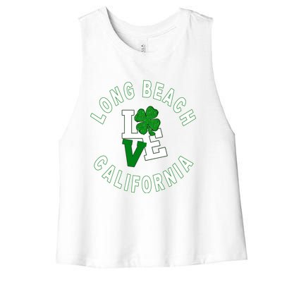 Happy St Patricks Day Long Beach California Gift Women's Racerback Cropped Tank