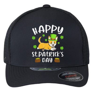 Happy St. Patrick's Day Funy Saint Patricks Corgi Dog Flexfit Unipanel Trucker Cap