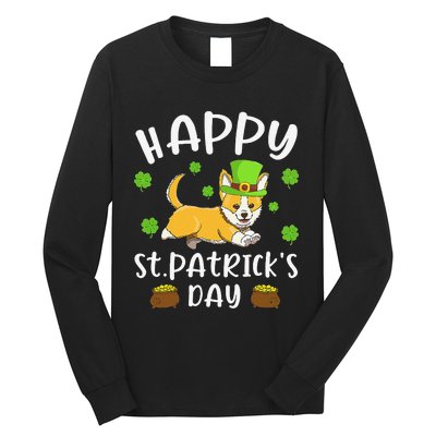 Happy St. Patrick's Day Funy Saint Patricks Corgi Dog Long Sleeve Shirt