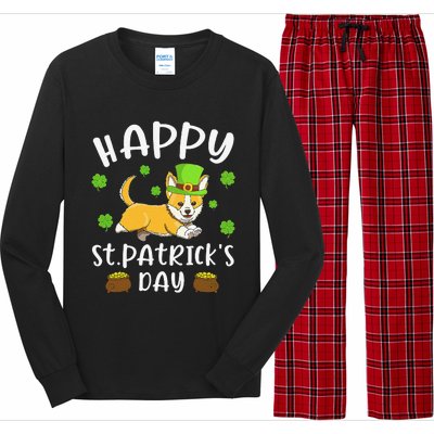 Happy St. Patrick's Day Funy Saint Patricks Corgi Dog Long Sleeve Pajama Set