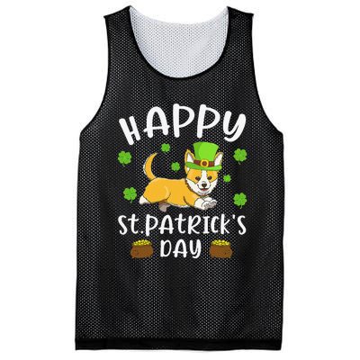 Happy St. Patrick's Day Funy Saint Patricks Corgi Dog Mesh Reversible Basketball Jersey Tank