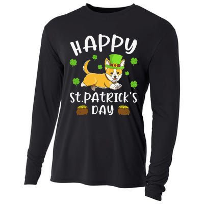 Happy St. Patrick's Day Funy Saint Patricks Corgi Dog Cooling Performance Long Sleeve Crew