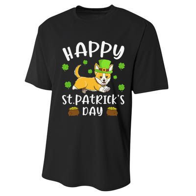 Happy St. Patrick's Day Funy Saint Patricks Corgi Dog Performance Sprint T-Shirt