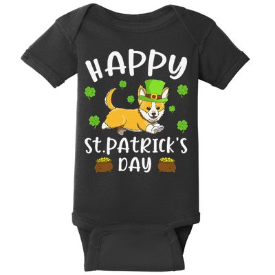 Happy St. Patrick's Day Funy Saint Patricks Corgi Dog Baby Bodysuit