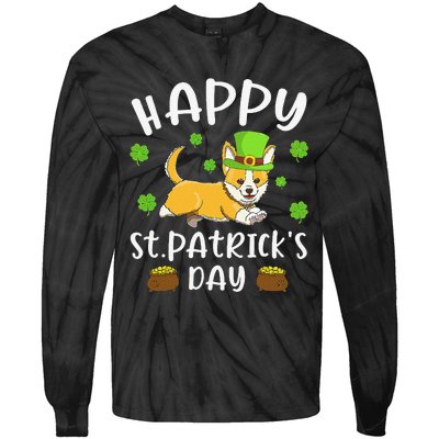 Happy St. Patrick's Day Funy Saint Patricks Corgi Dog Tie-Dye Long Sleeve Shirt