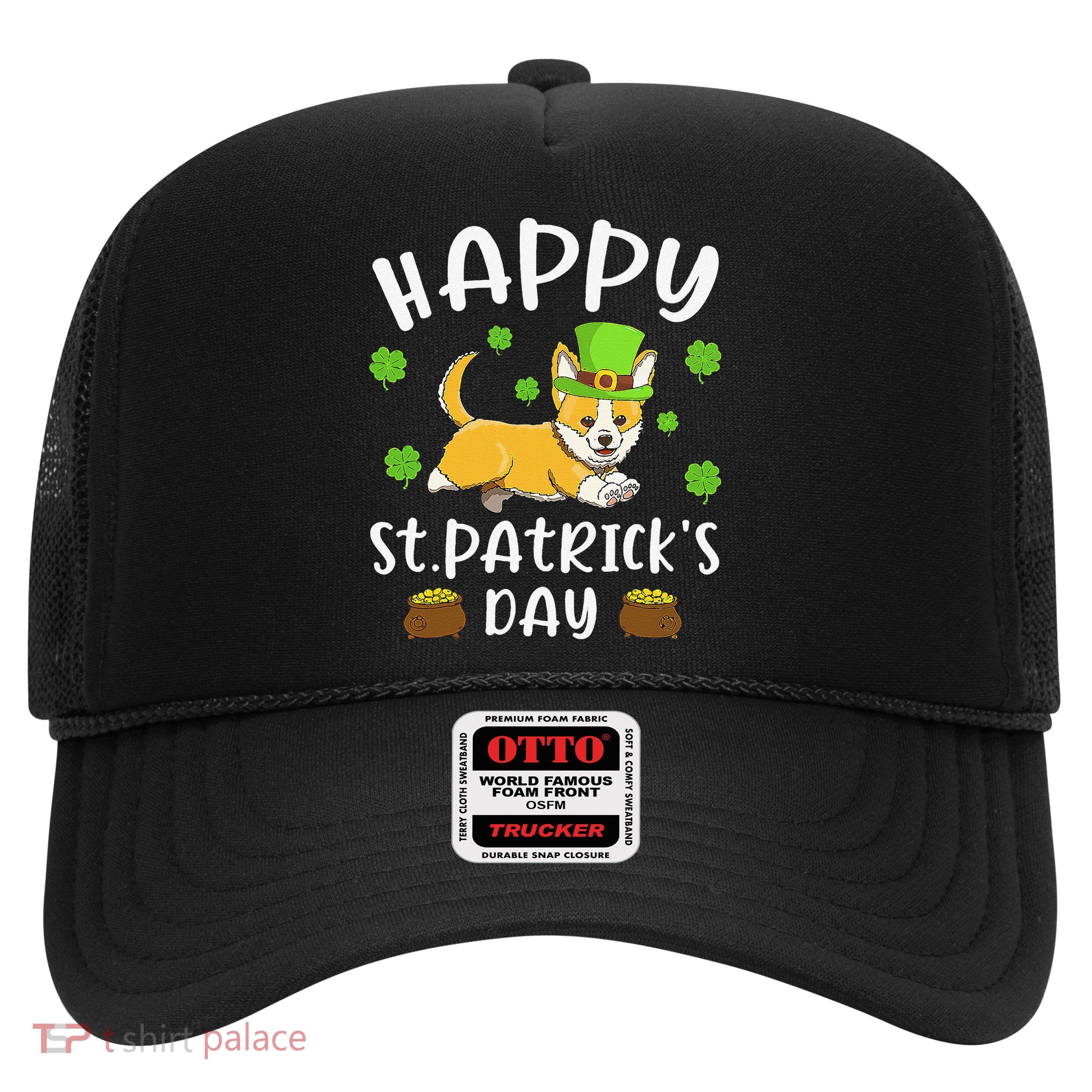 Happy St. Patrick's Day Funy Saint Patricks Corgi Dog Trucker Hat