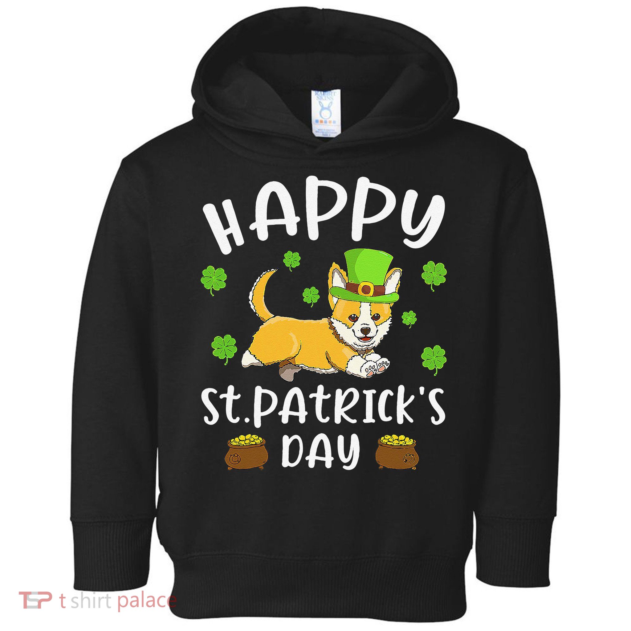 Happy St. Patrick's Day Funy Saint Patricks Corgi Dog Toddler Hoodie