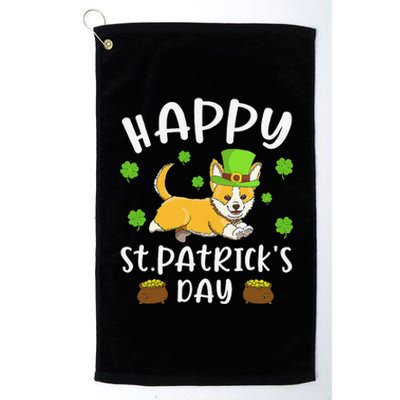 Happy St. Patrick's Day Funy Saint Patricks Corgi Dog Platinum Collection Golf Towel