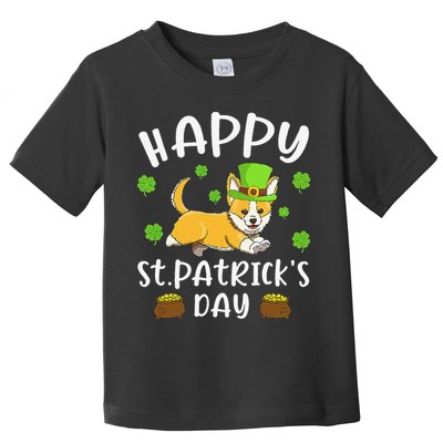 Happy St. Patrick's Day Funy Saint Patricks Corgi Dog Toddler T-Shirt