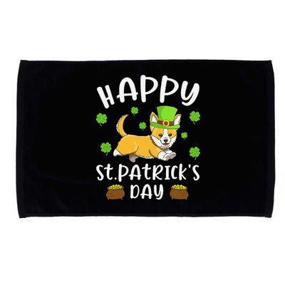 Happy St. Patrick's Day Funy Saint Patricks Corgi Dog Microfiber Hand Towel