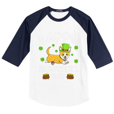 Happy St. Patrick's Day Funy Saint Patricks Corgi Dog Baseball Sleeve Shirt