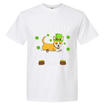 Happy St. Patrick's Day Funy Saint Patricks Corgi Dog Garment-Dyed Heavyweight T-Shirt