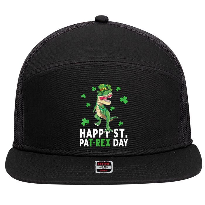 Happy St Patrick's Day T Rex 7 Panel Mesh Trucker Snapback Hat