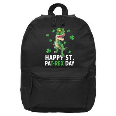 Happy St Patrick's Day T Rex 16 in Basic Backpack