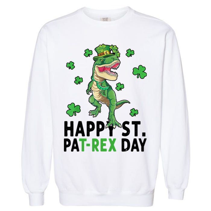 Happy St Patrick's Day T Rex Garment-Dyed Sweatshirt