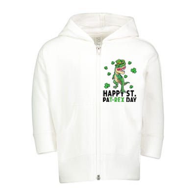 Happy St Patrick's Day T Rex Toddler Zip Fleece Hoodie