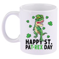 Happy St Patrick's Day T Rex 11oz C Handle Ceramic Mug