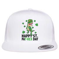Happy St Patrick's Day T Rex Flat Bill Trucker Hat