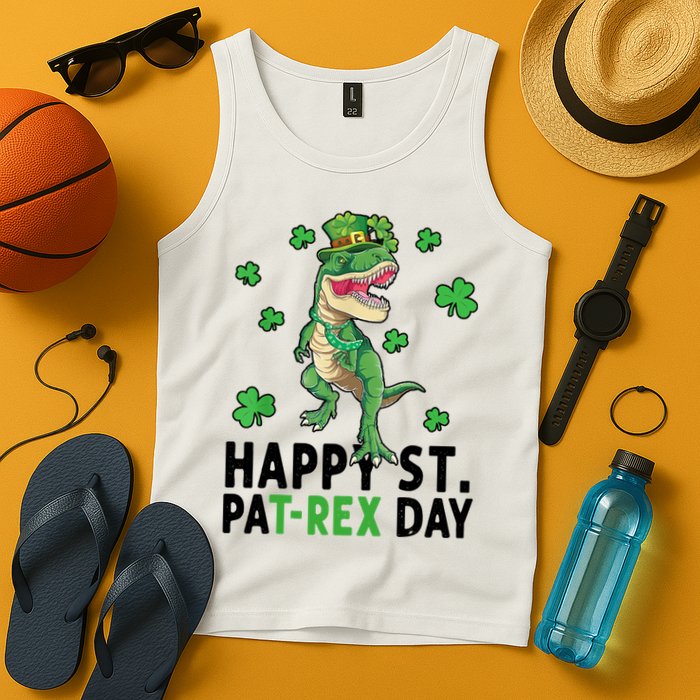 Happy St Patrick's Day T Rex Tank Top