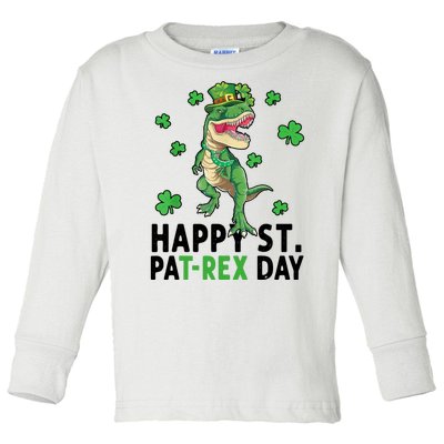 Happy St Patrick's Day T Rex Toddler Long Sleeve Shirt