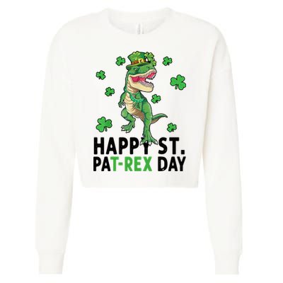 Happy St Patrick's Day T Rex Cropped Pullover Crew