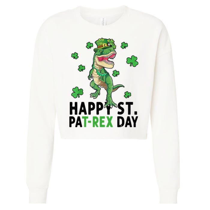 Happy St Patrick's Day T Rex Cropped Pullover Crew