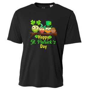 Happy St. Patrick's Day Cute Owls Cooling Performance Crew T-Shirt