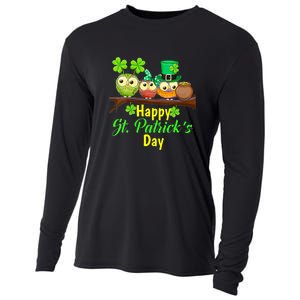 Happy St. Patrick's Day Cute Owls Cooling Performance Long Sleeve Crew