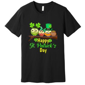 Happy St. Patrick's Day Cute Owls Premium T-Shirt