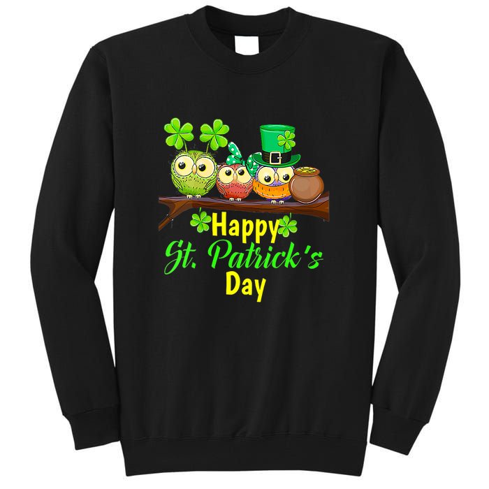 Happy St. Patrick's Day Cute Owls Tall Sweatshirt