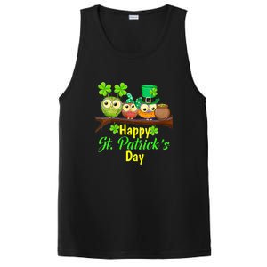 Happy St. Patrick's Day Cute Owls PosiCharge Competitor Tank