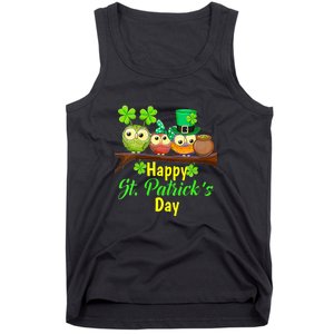 Happy St. Patrick's Day Cute Owls Tank Top