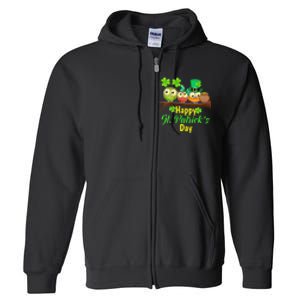 Happy St. Patrick's Day Cute Owls Full Zip Hoodie