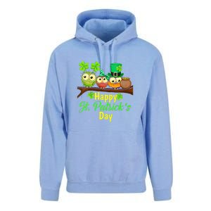 Happy St. Patrick's Day Cute Owls Unisex Surf Hoodie