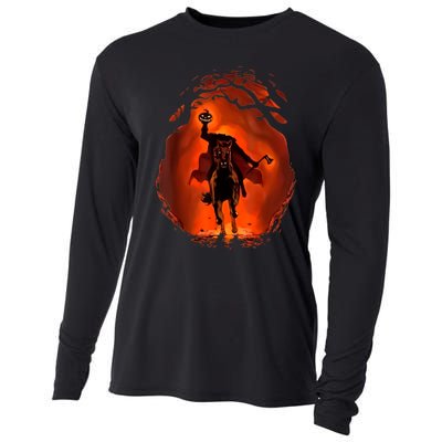 Halloween Scary Pumpkin Headless Horseman Cooling Performance Long Sleeve Crew