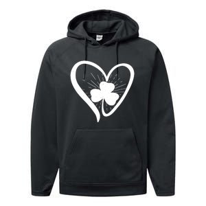 Happy St Patrick's Day Irish Shamrock Heart Family Lucky Day Performance Fleece Hoodie