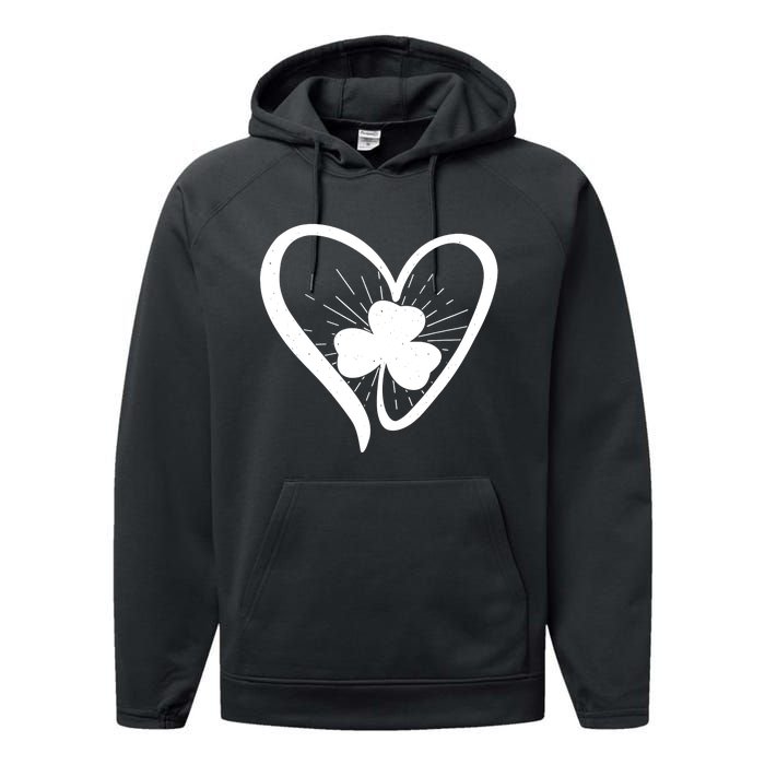 Happy St Patrick's Day Irish Shamrock Heart Family Lucky Day Performance Fleece Hoodie