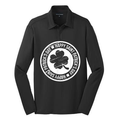 Happy St Patricks Day Irish Holiday Shamrock Silk Touch Performance Long Sleeve Polo