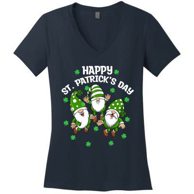 Happy St PatrickS Day Three Gnomes Truck St Patricks Day Women's V-Neck T-Shirt