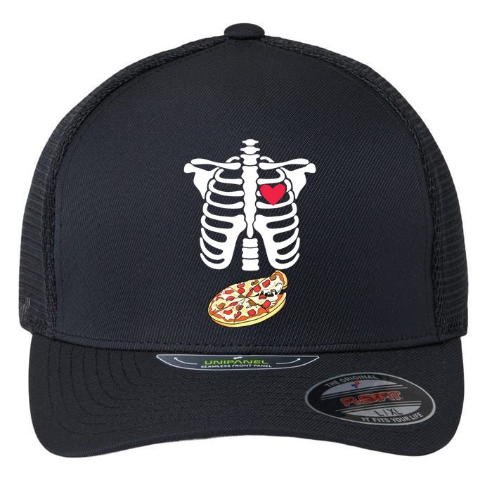 Halloween Skeleton Pregnancy Pizza Xray Dad To Be Flexfit Unipanel Trucker Cap