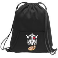 Halloween Skeleton Pregnancy Pizza Xray Dad To Be Sweatshirt Cinch Pack Bag