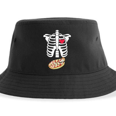 Halloween Skeleton Pregnancy Pizza Xray Dad To Be Sustainable Bucket Hat