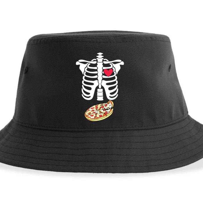 Halloween Skeleton Pregnancy Pizza Xray Dad To Be Sustainable Bucket Hat