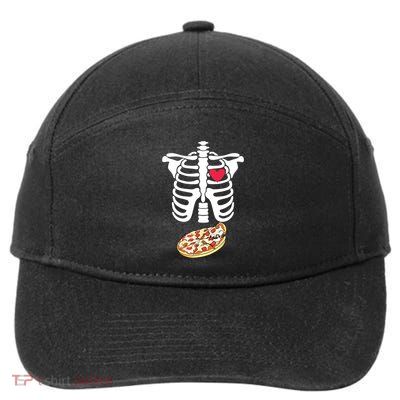 Halloween Skeleton Pregnancy Pizza Xray Dad To Be 7-Panel Snapback Hat